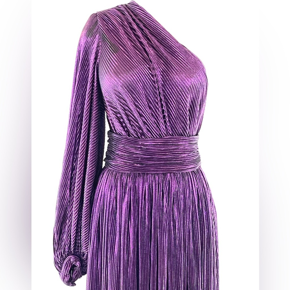 Bronx and Banco Purple One-Shoulder Pleated Maxi Dress - Picture 11 of 15